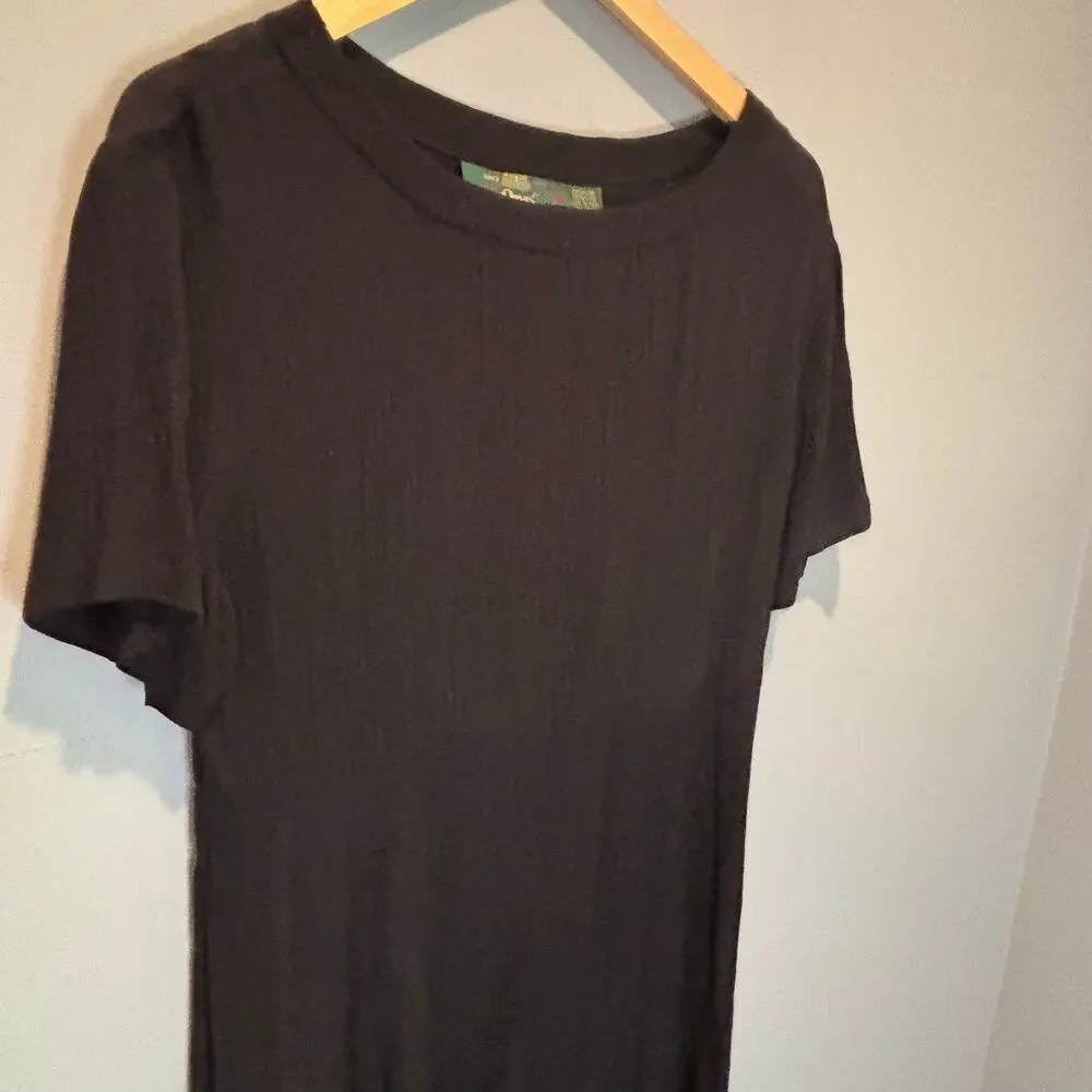 Vintage Orvis Black Novelty Giraffe Print Maxi Dress - size Medium